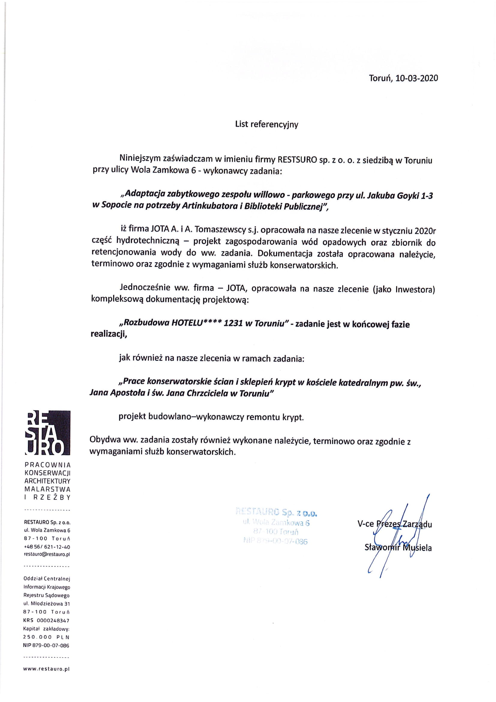 Referencje, projekt, biuro projektowe, biuro projektowe jota, andrzej tomaszewski, jota andrzej tomaszewski